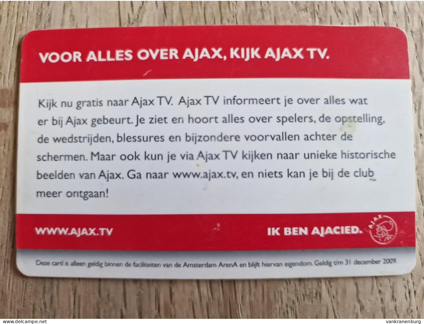 Stadion Card 20 Euro - Klaas-Jan Huntelaar - 2008 - Ajax Amsterdam ArenA Card - The Netherlands - Tarjeta - Autres & Non Classés