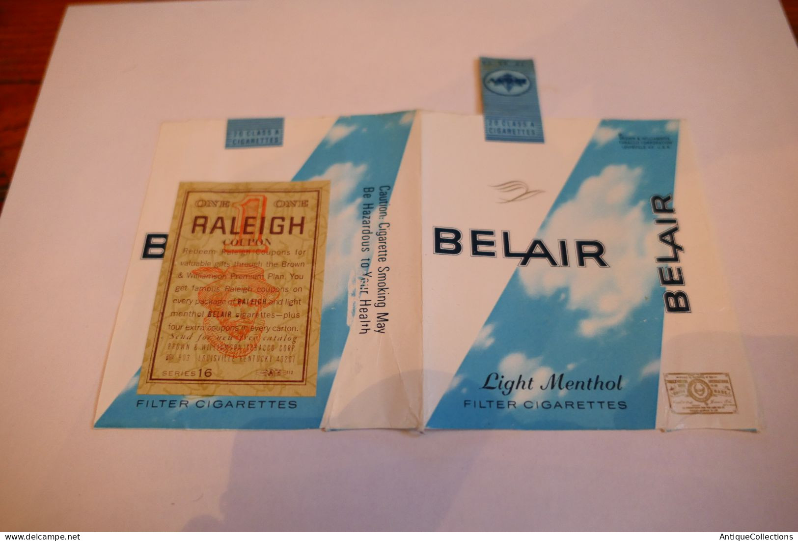 Vintage/ Retro Empty Cigarettes Boxes BEL AIR LIGHT MENTOL RALEIGH COUPON SERIES 16 - Zigarettenetuis (leer)