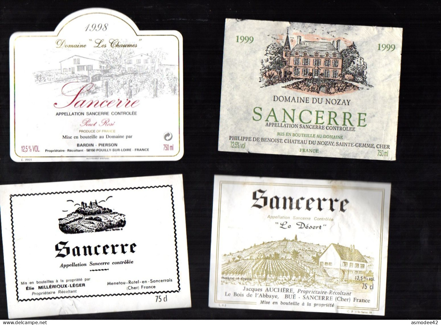 SANCERRE  LOT DE 4 ETIQUETTES DE VIN LOT  15 - Lots & Sammlungen