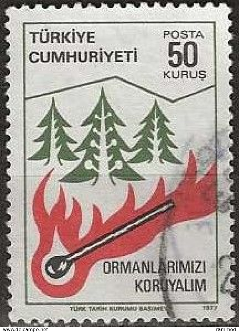 TURKEY 1977 Forest Conservation - 50k - Lighted Match And Trees FU - Usati