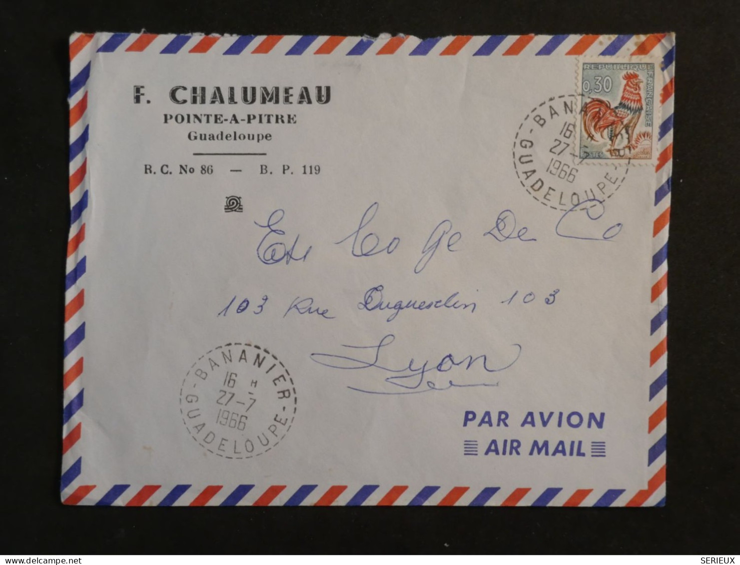 DD2  GUADELOUPE  BELLE  LETTRE AEROGRAMME 1956   POINTE A PITRE A LYON FRANCE    ++AFF. INTERESSANT+++ - Storia Postale