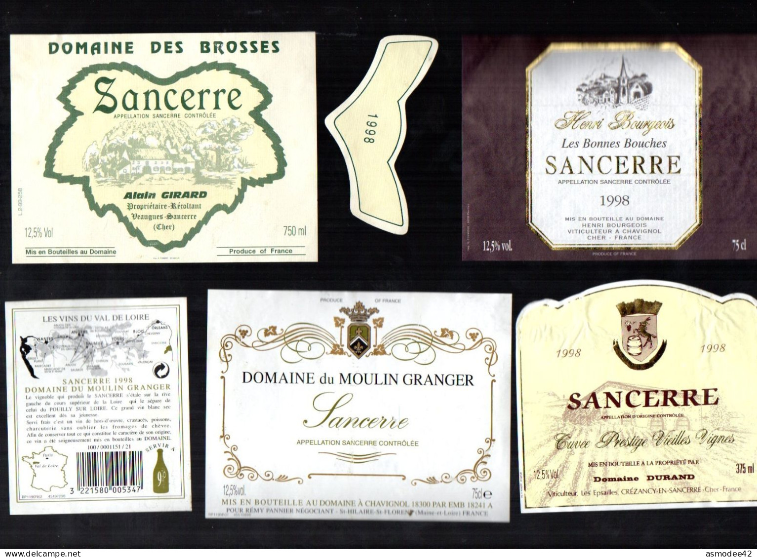 SANCERRE  LOT DE 4 ETIQUETTES DE VIN LOT  16 - Verzamelingen, Voorwerpen En Reeksen