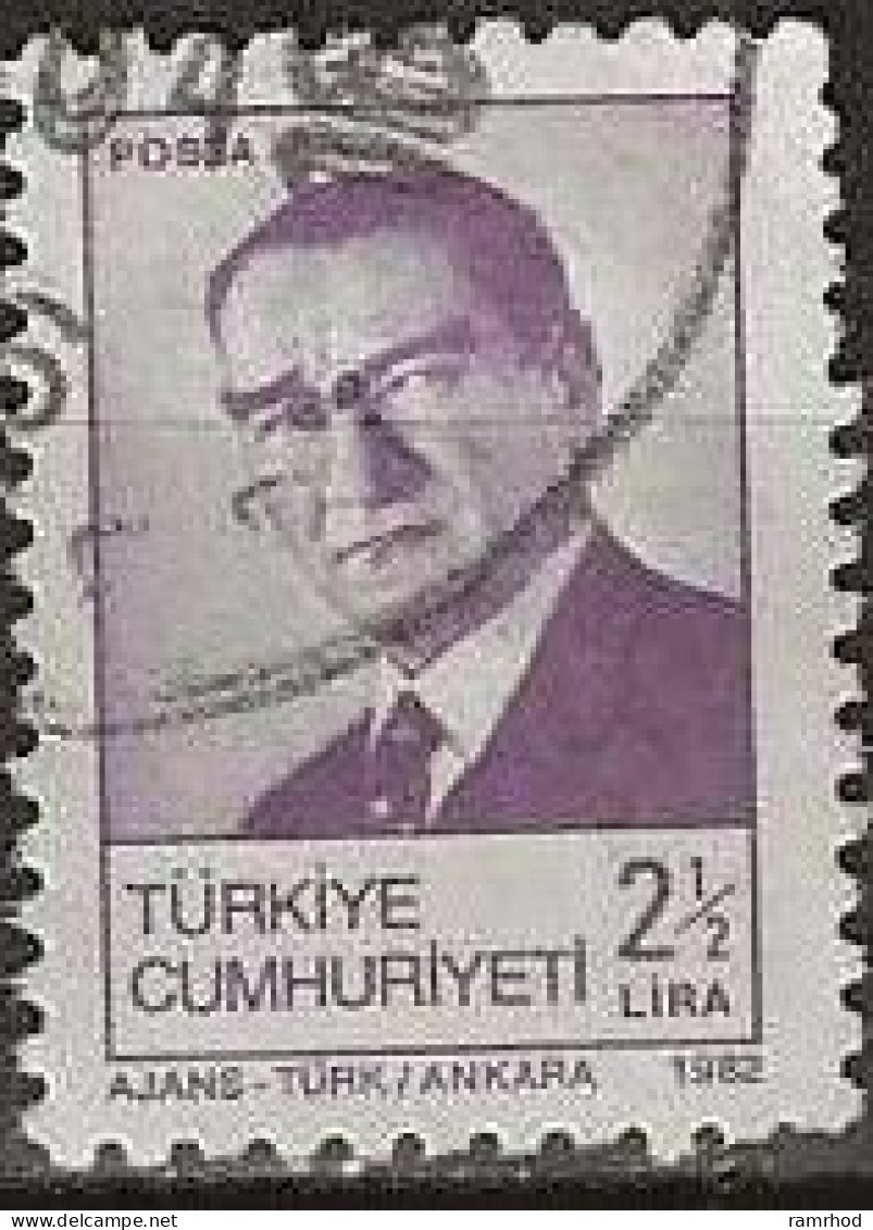 TURKEY 1982 Kemal Ataturk - 2½l. - Lilac FU - Used Stamps