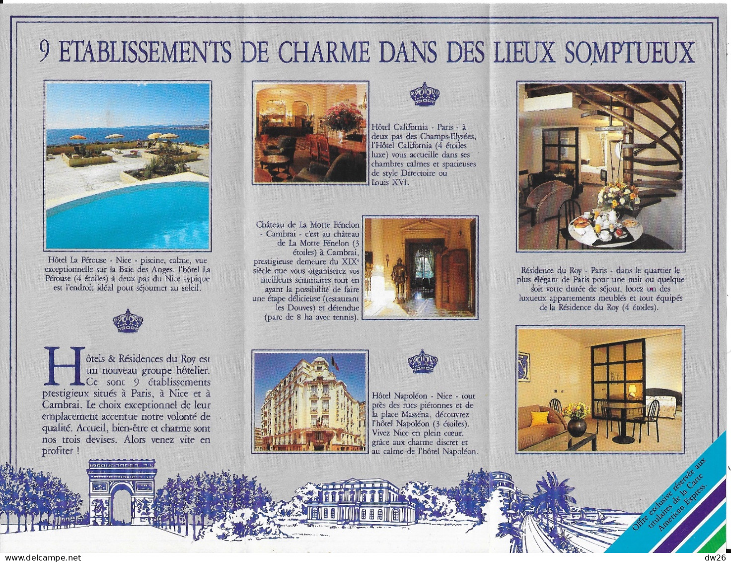 Dépliant Touristique: Goûtez Aux Privilèges Des Hotels & Résidences Du Roy 1987 (Carte American Express) - Reiseprospekte