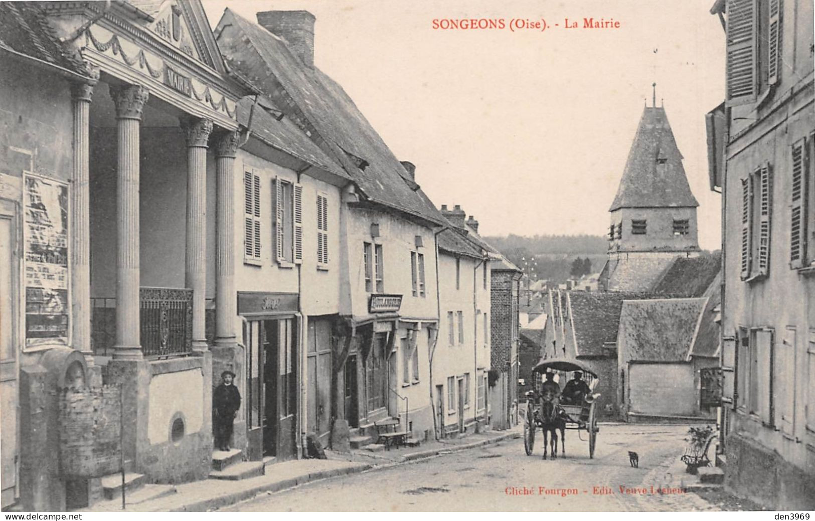 SONGEONS (Oise) - La Mairie - Attelage De Cheval - Voyagé 1906 (2 Scans) - Songeons