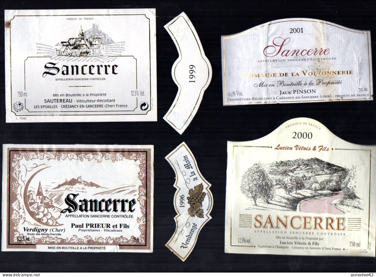 SANCERRE  LOT DE 4 ETIQUETTES DE VIN LOT  20 - Collections, Lots & Séries