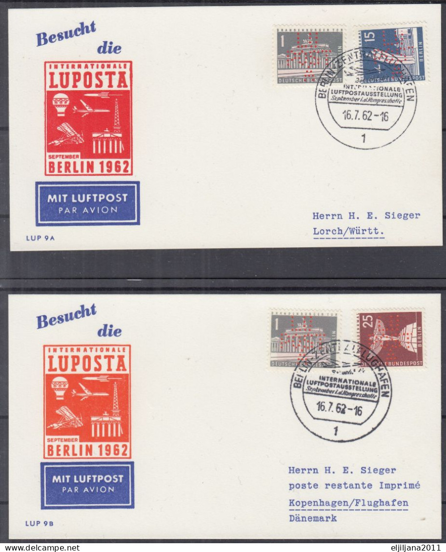 Action !! SALE !! 50 % OFF !! ⁕ Germany BERLIN 1962 ⁕ LUPOSTA Exhibition Airmail Mi.140, 145, 147 ⁕ 2v Postcard - Posta Aerea