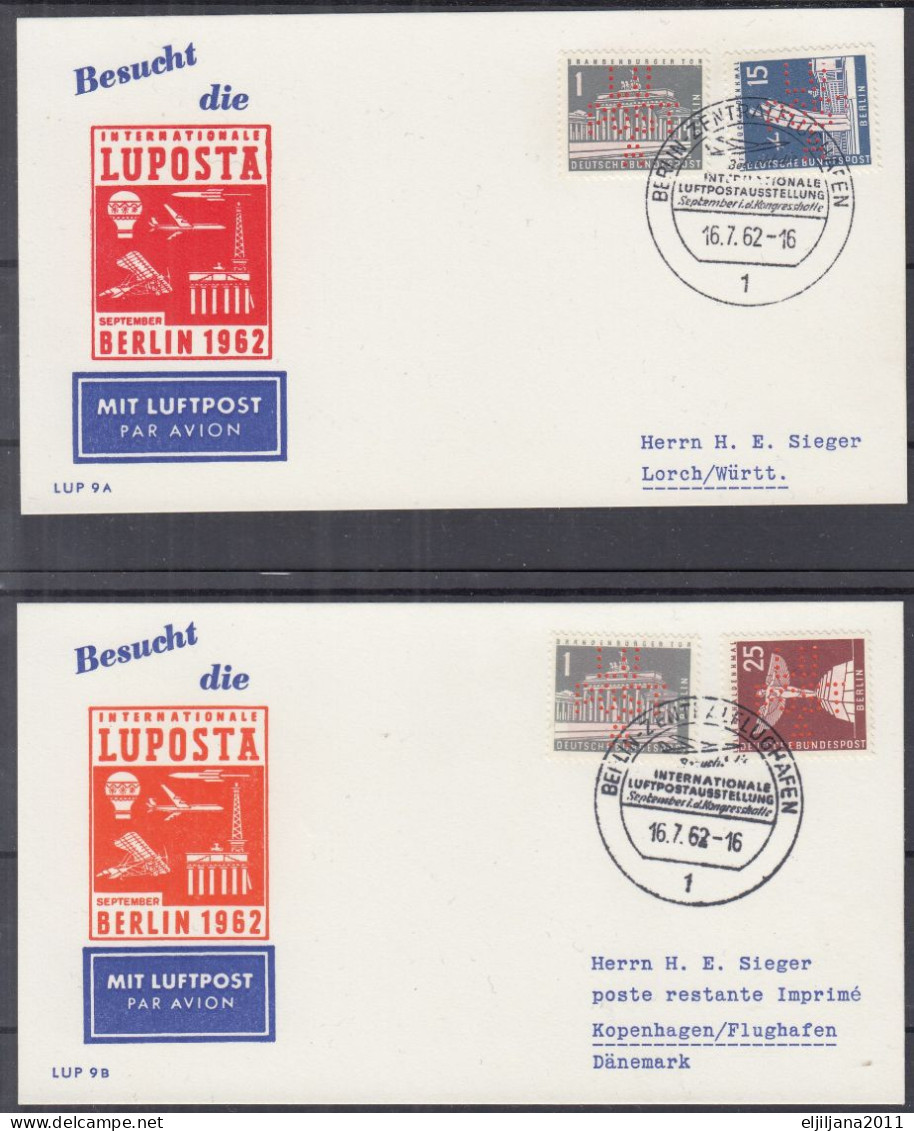 Action !! SALE !! 50 % OFF !! ⁕ Germany BERLIN 1962 ⁕ LUPOSTA Exhibition Airmail Mi.140, 145, 147 ⁕ 2v Postcard - Luchtpost