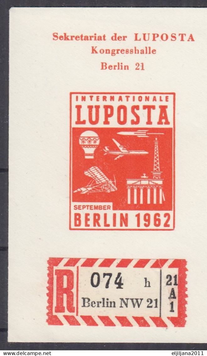 Action !! SALE !! 50 % OFF !! ⁕ Germany BERLIN 1962 ⁕ LUPOSTA Congress Airmail Mi.230 ⁕ Registered Mail - Luchtpost