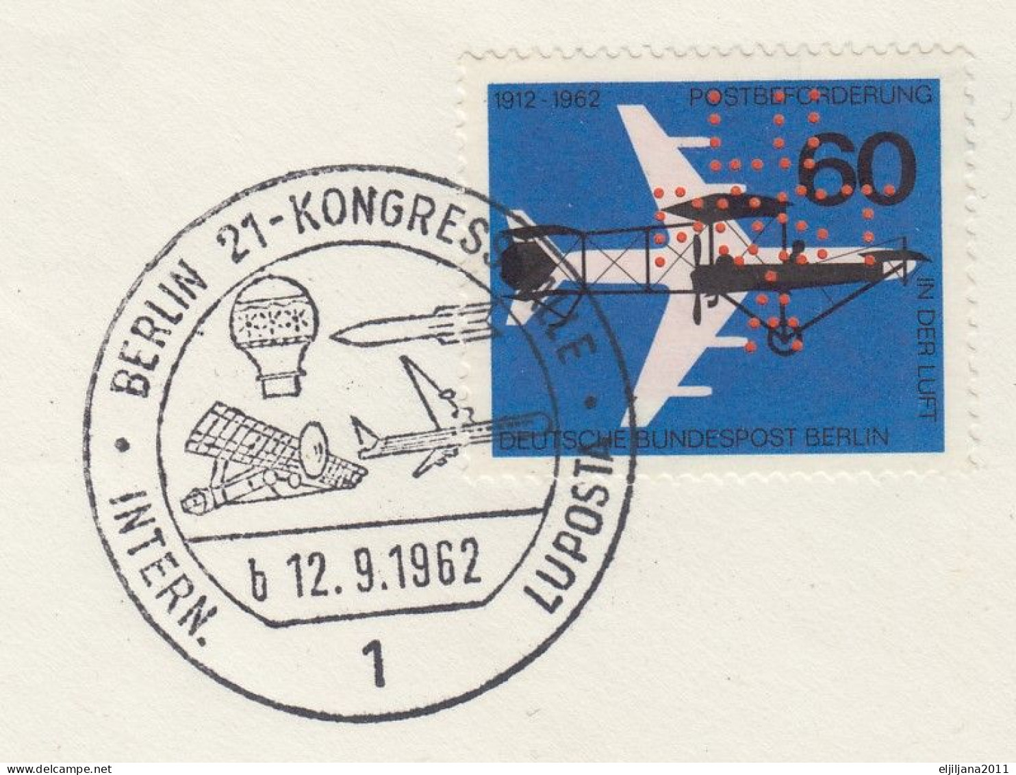 Action !! SALE !! 50 % OFF !! ⁕ Germany BERLIN 1962 ⁕ LUPOSTA Congress Airmail Mi.230 ⁕ Registered Mail - Luftpost