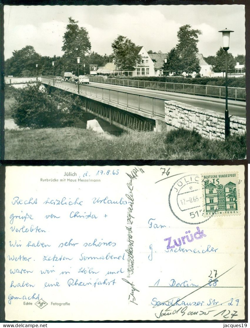 Deutschland 1965 AK Jülich Rurbrücke Mit Haus Hesselmann (ZURÜCK) - Juelich