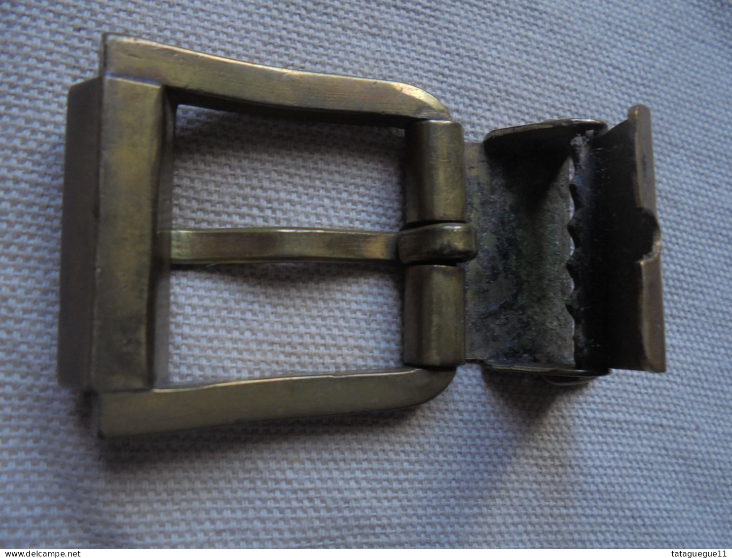 Ancien - Boucle de ceinture en laiton doré pour confection tissu ou cuir