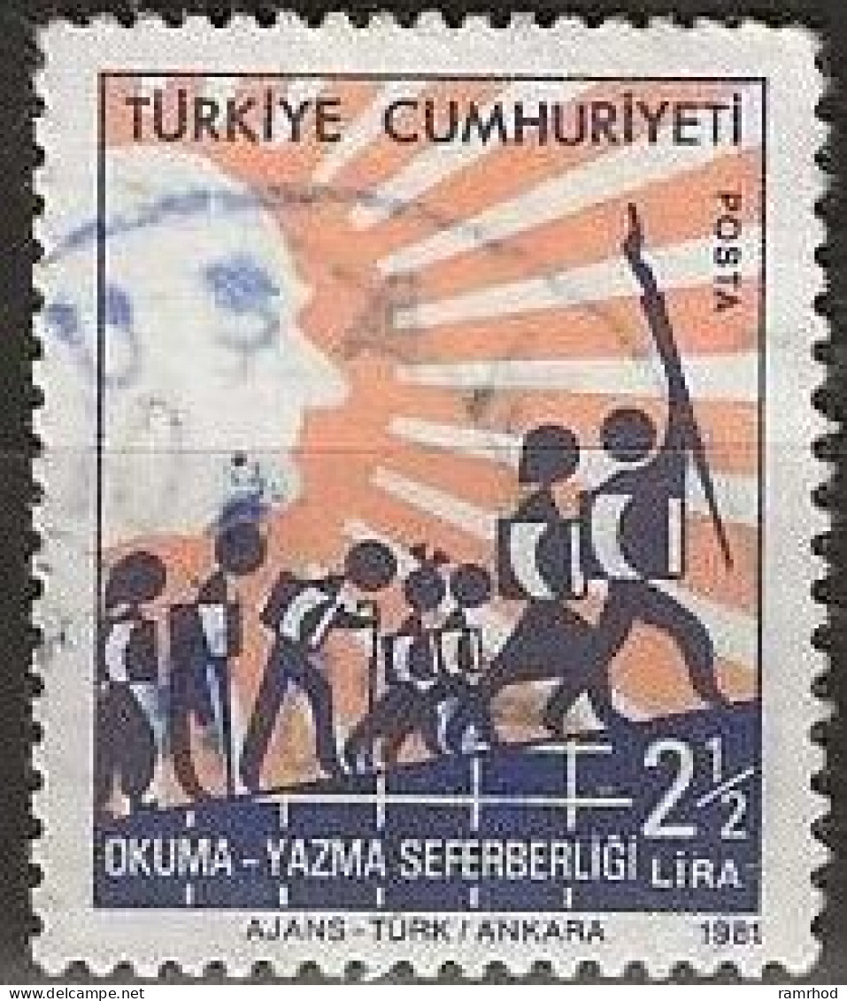 TURKEY 1981 Literacy Campaign - 2½l. - Students And Silhouette Of Ataturk FU - Used Stamps