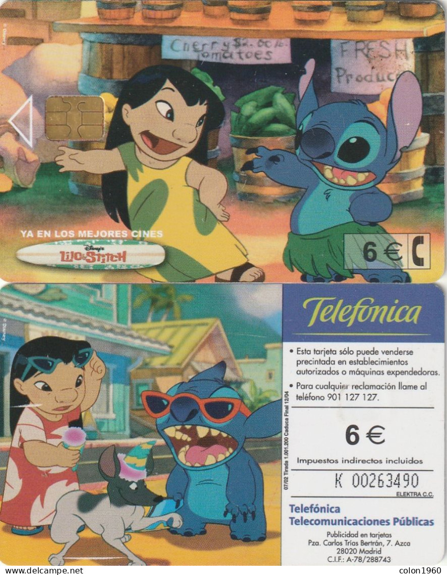 ESPAÑA. CP-257/1. Lilo & Stitch (Disney). 2002-07. Números Derecha. (650) - Commemorative Advertisment