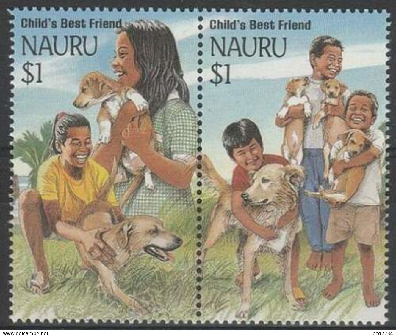 NAURU 1994 CHILD'S BEST FRIEND DOGS NHM MINT CHIENS CHIEN HUND PERROS DOG CHILDREN CANI PAIR - Nauru