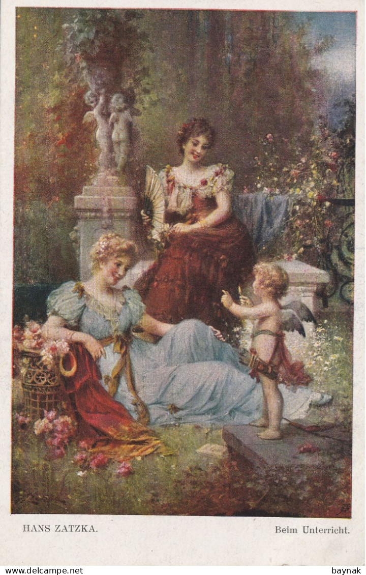 TH3332   --   HANS ZATZKA Pinx.  --  BEIM UNTERRICHT  --  ENGEL - Zatzka