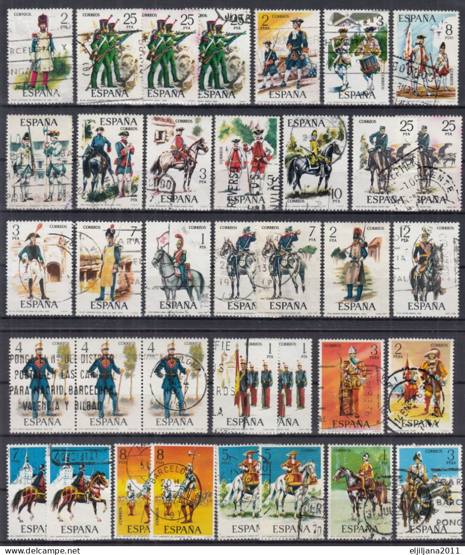 ⁕ SPAIN 1973 - 1977 ⁕ Military Uniforms ⁕ 36v Used - ( 26 Different ) - Collections