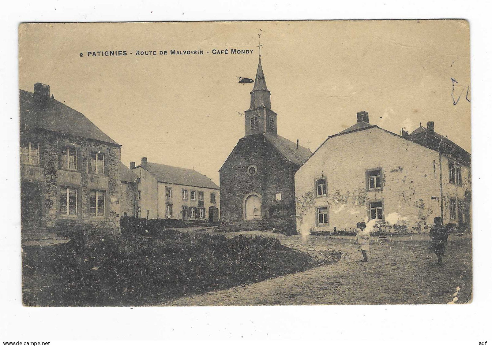 CPA PATIGNIES, ROUTE DE MALVOISIN, CAFE MONDY, PETITE ANIMATION, GEDINNE, BELGIQUE - Gedinne