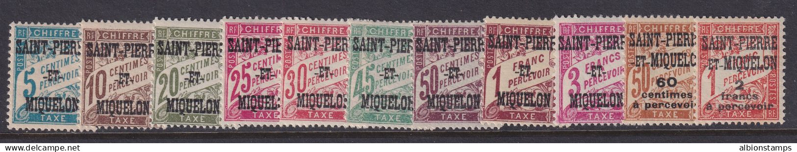 St. Pierre & Miquelon, Scott J10-J20 (Yvert TT10-TT20), MLH - Postage Due