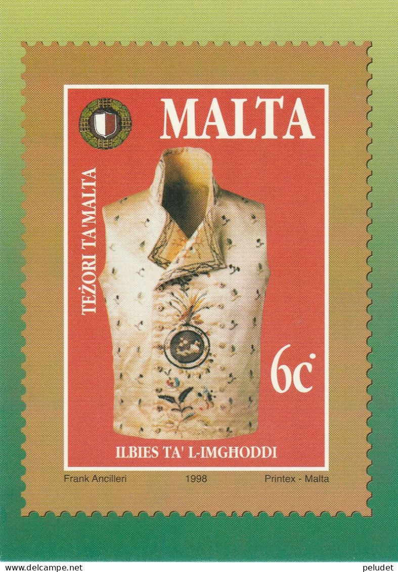 Malta - Postcard - Stamp 1998 -  Mi 1032 - Treasures Of Malta - Costumes - Malta