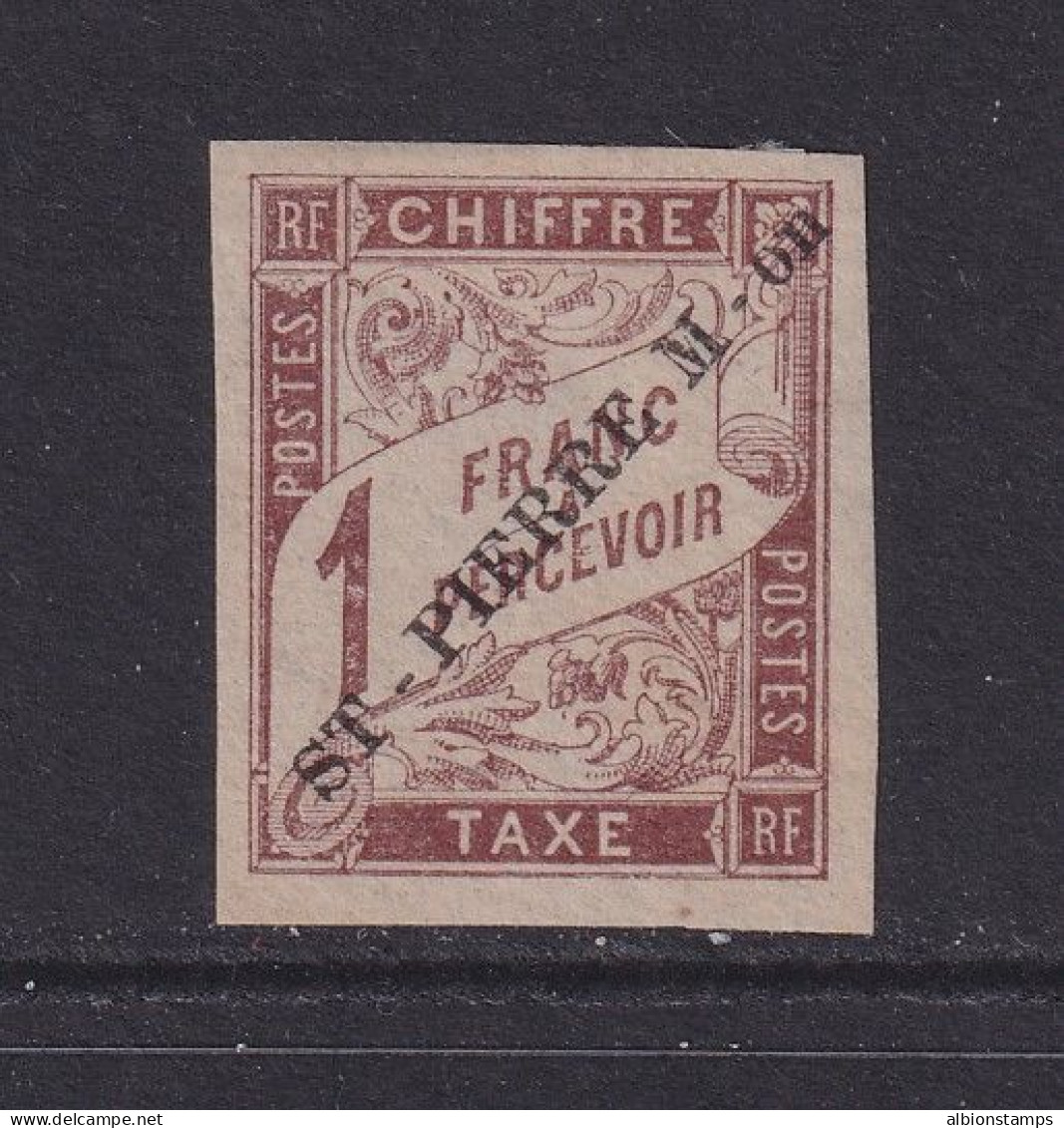 St. Pierre & Miquelon, Scott J8 (Yvert TT8), MNG (no Gum), Signed Roumet - Strafport