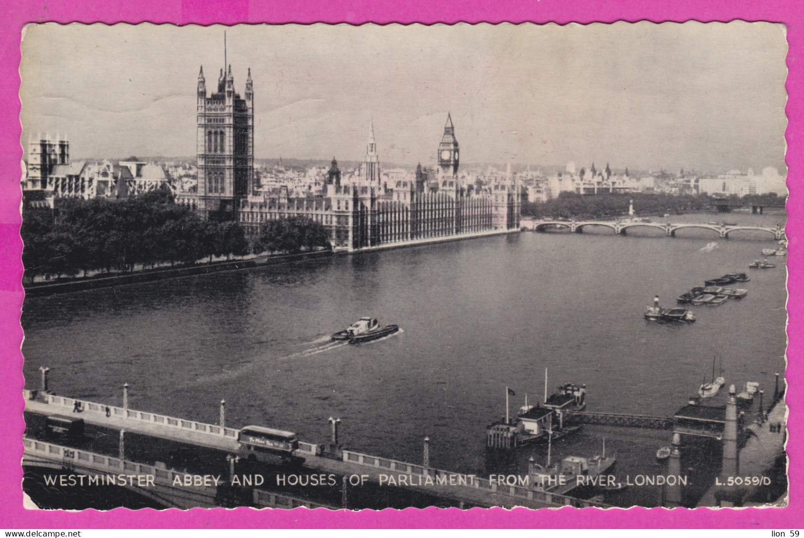 298320 / Great Britain USED Machine Stamps (ATM) London 19.IX.1959 - Post Paid 0/4 PC Houses Of Parliament River Bridge  - Franking Machines (EMA)