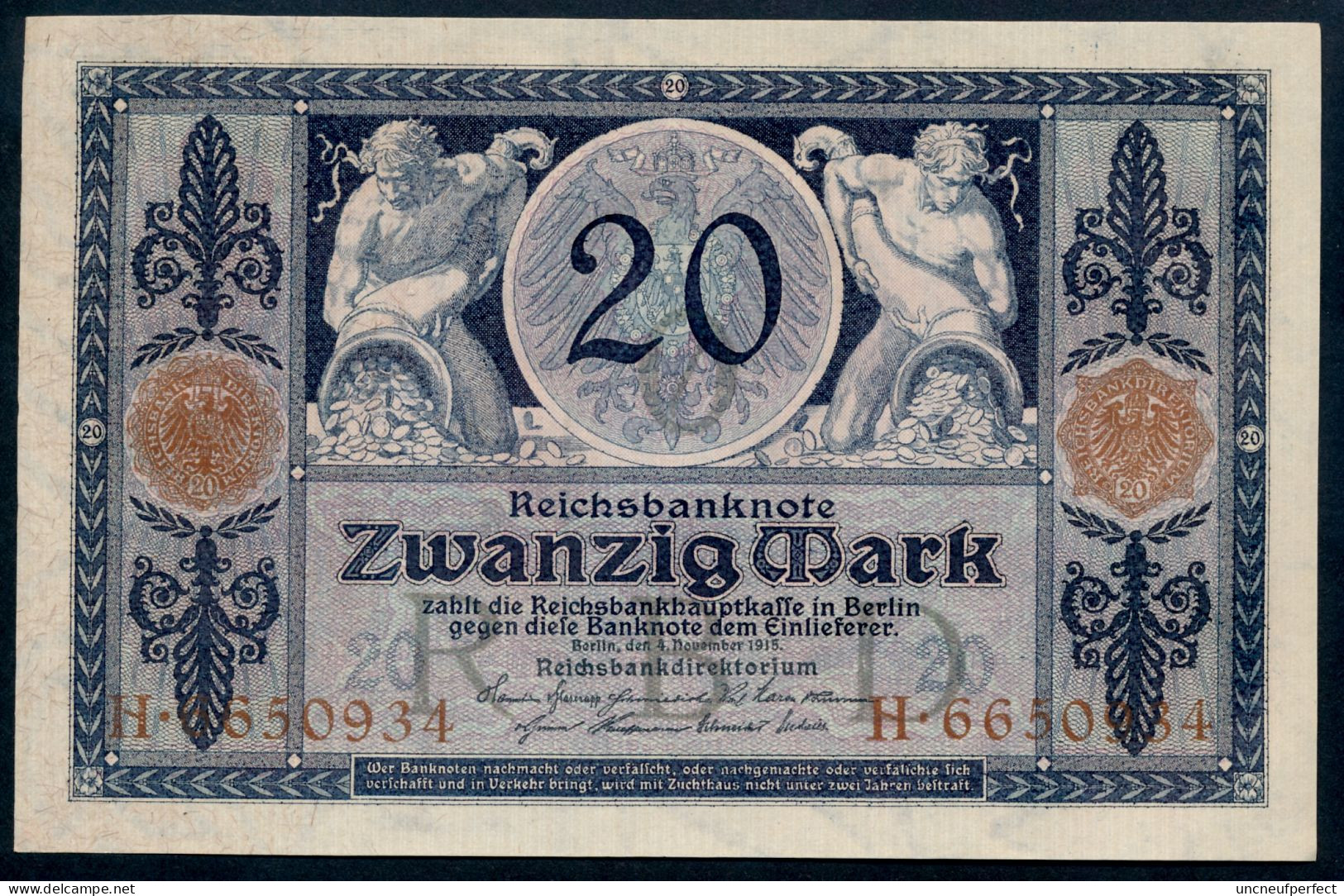 P63 Ro53 DEU-42. 20 Mark 4/11/1915 UNC NEUF - 20 Mark