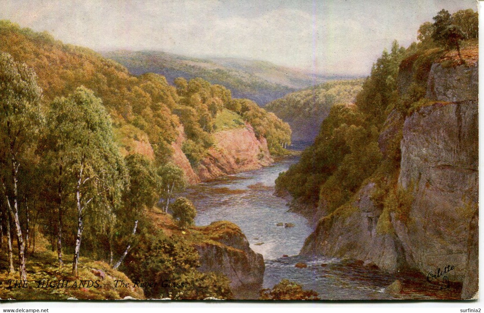 TUCKS OILETTE 7349 - THE HIGHLANDS - THE RIVER GLASS By SUTTON PALMER - Perthshire