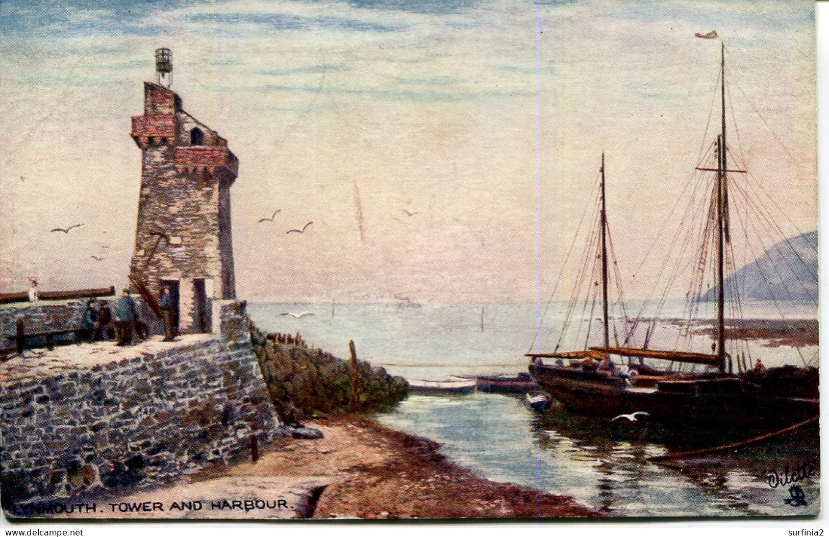 TUCKS OILETTE 7016 - LYNTON AND LYNMOUTH - TOWER AND HARBOUR - Aberdeenshire