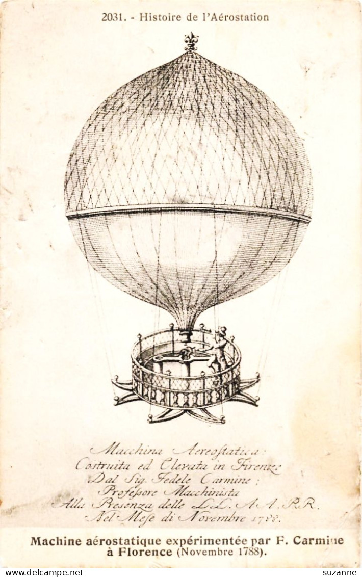 BALLON - Machine Aérostatique Expérimentée Par F. CARMINE à FLORENCE 1788 - Luchtballon