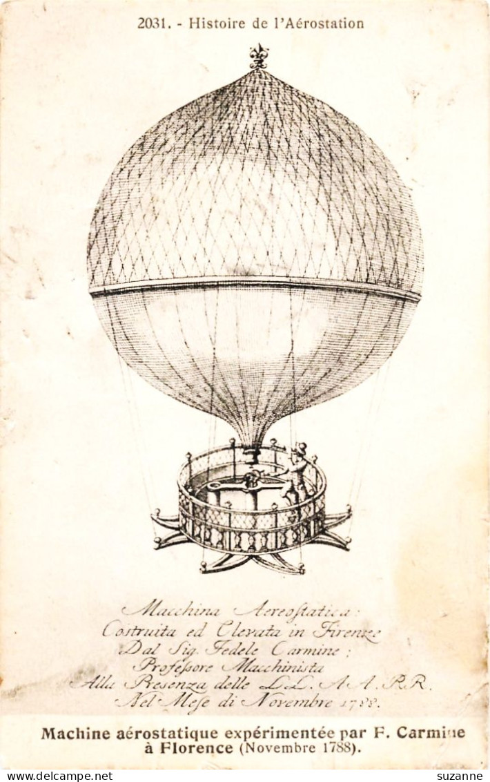 BALLON - Machine Aérostatique Expérimentée Par F. CARMINE à FLORENCE 1788 - Montgolfières