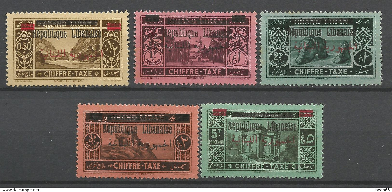 GRAND LIBAN TAXE  Série Complète N° 65 à 74  NEUF(*) Sans Gom CHARNIERE / Hinge  / MH - Timbres-taxe