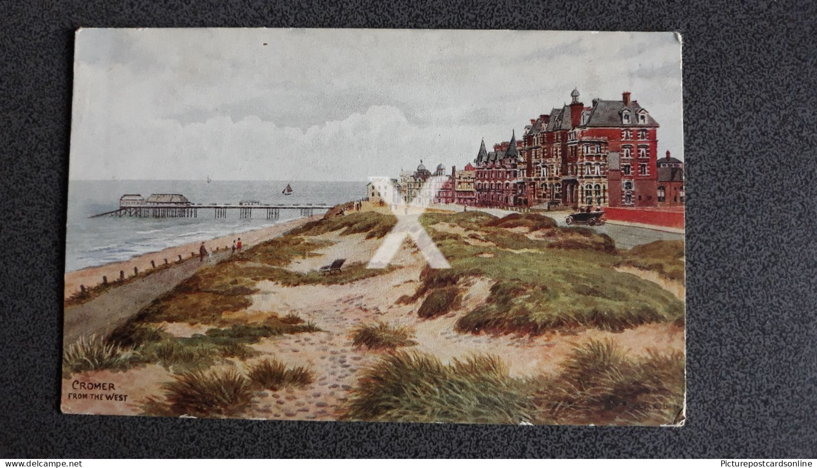 CROMER FROM THE WEST OLD COLOUR ART POSTCARD A. R. QUINTON SALMON NO 2106 RED WALL ADDED - Quinton, AR