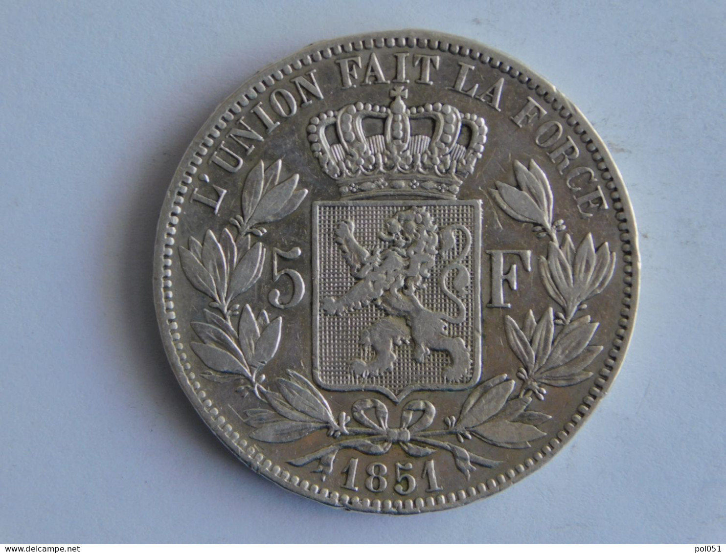 BELGIQUE 5 Francs 1851 Argent Silver - 5 Francs