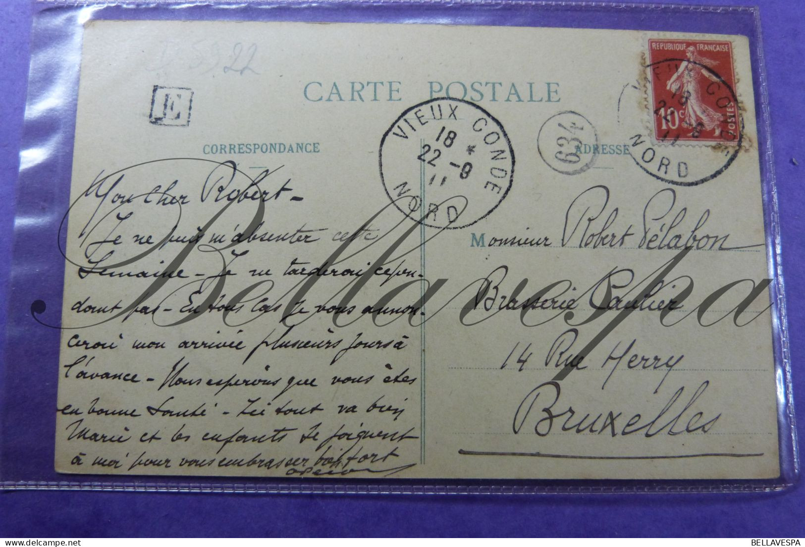 Vieux-Condé La Poste  1911 D59 - Conde Sur Escaut