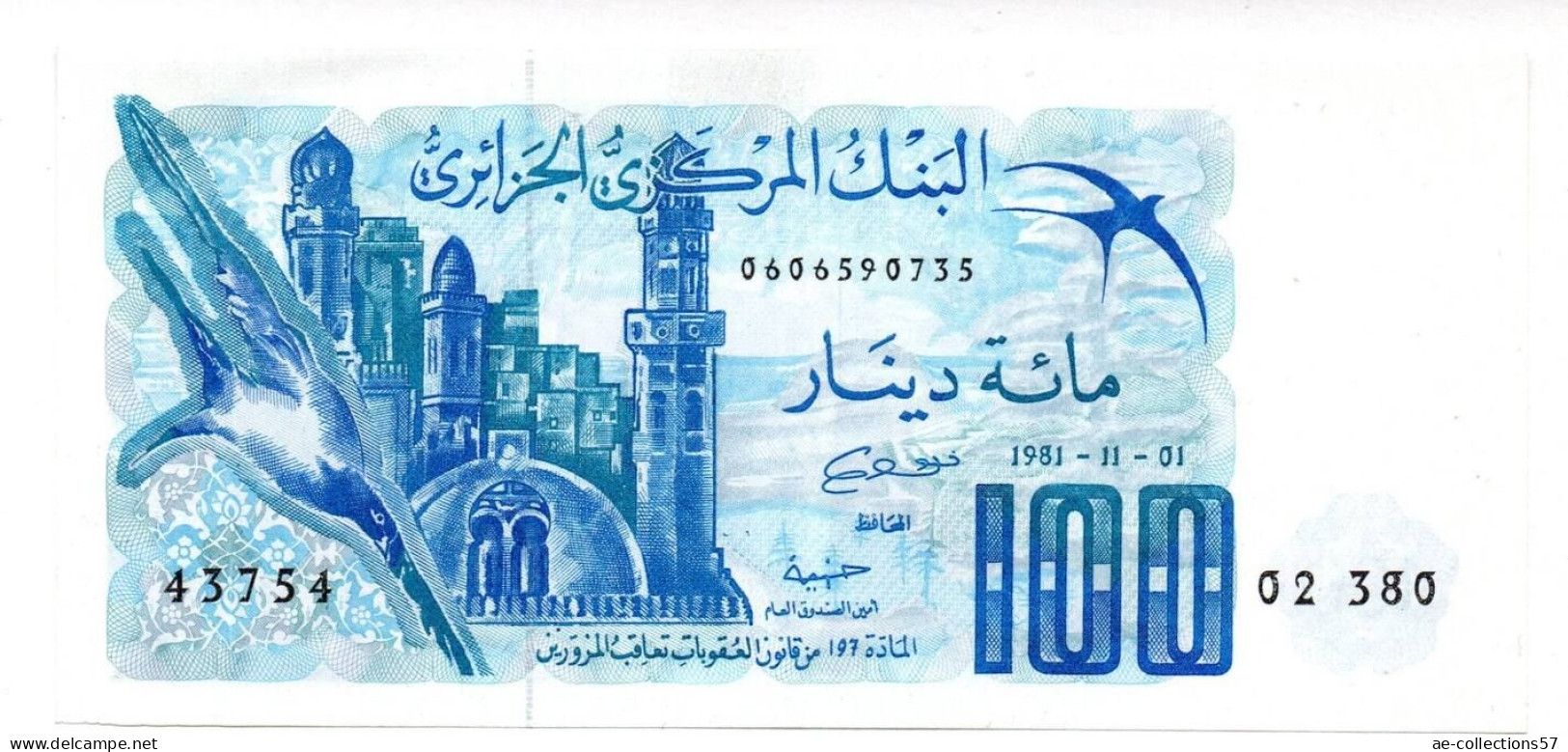 MA 21861    --  Algérie  --   100 Dinars    1/11/81    --   état  UNC - Argelia