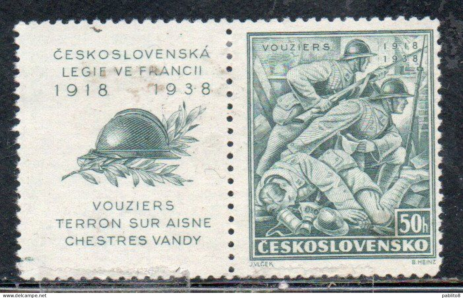 CZECH REPUBLIC CECA CZECHOSLOVAKIA CESKA CECOSLOVACCHIA 1938 BATTLE OF BACHMAC LEGIONNAIRES 50h MH - Unused Stamps