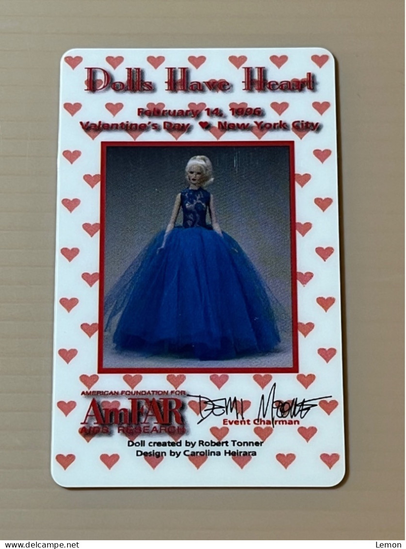 Mint USA UNITED STATES America Prepaid Telecard Phonecard, Doll Have Heart Valentine Day 1996 AmFAR, Set Of 1 Mint Card - Verzamelingen