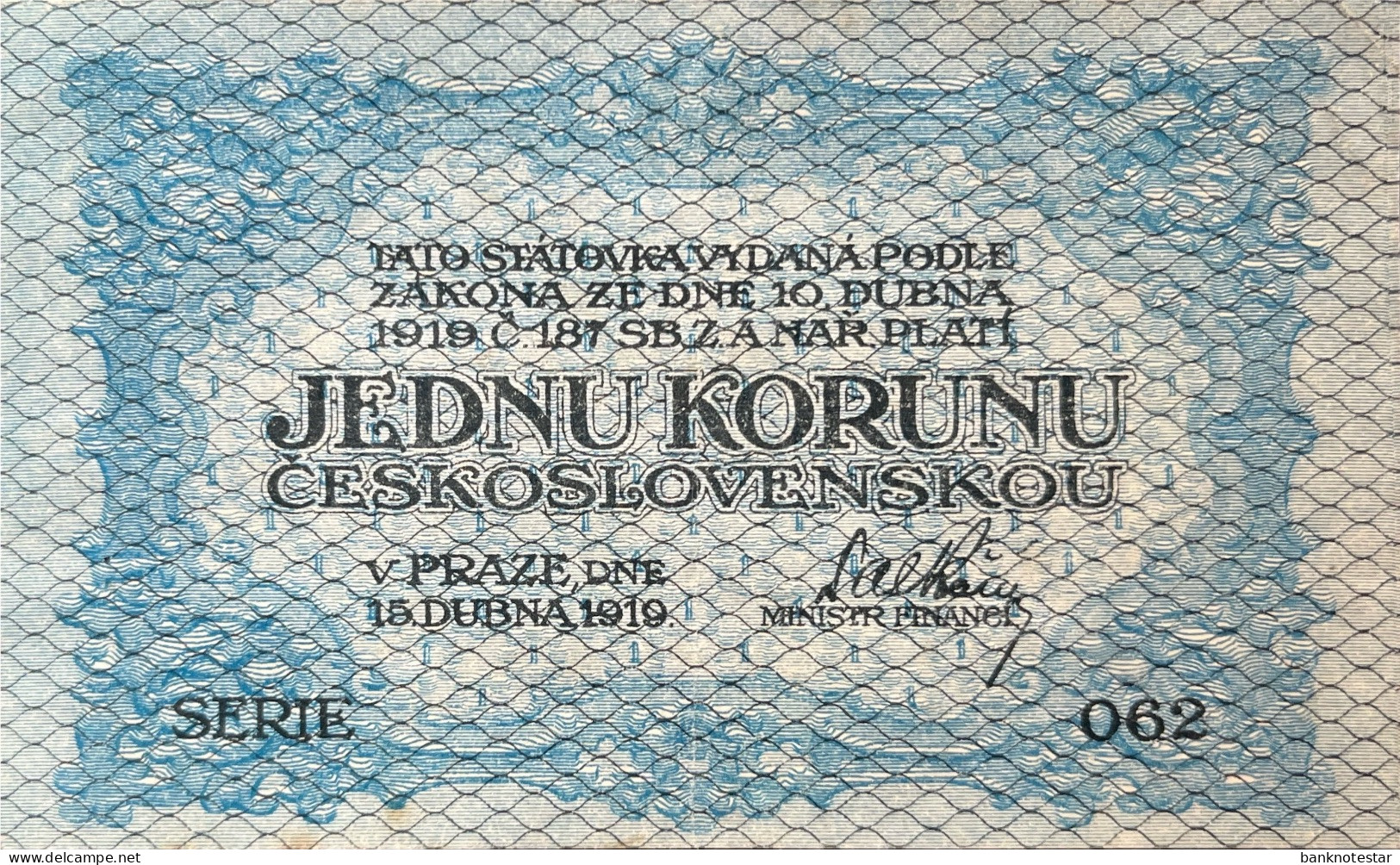 Czechoslovakia 1 Koronu, P-6a (15.4.1919) - Extremely Fine - Cecoslovacchia