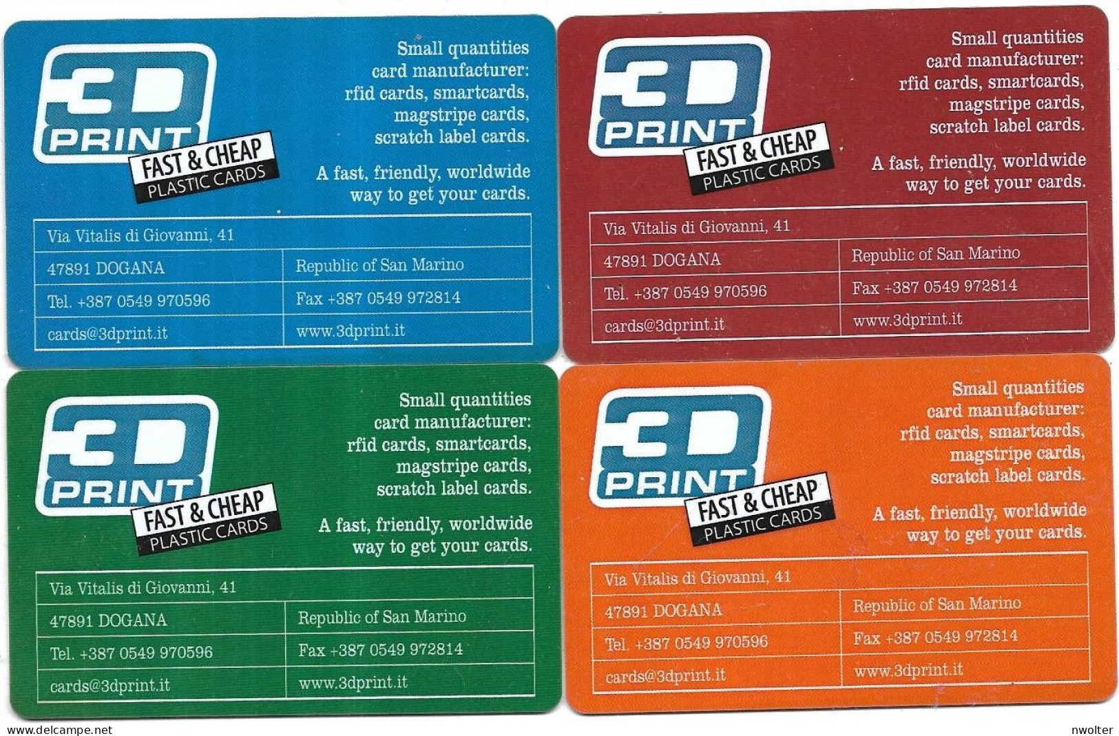@ + Lot De 4 Cartes Demonstration : 3D Print Italia - San Marino - Exhibition Cards