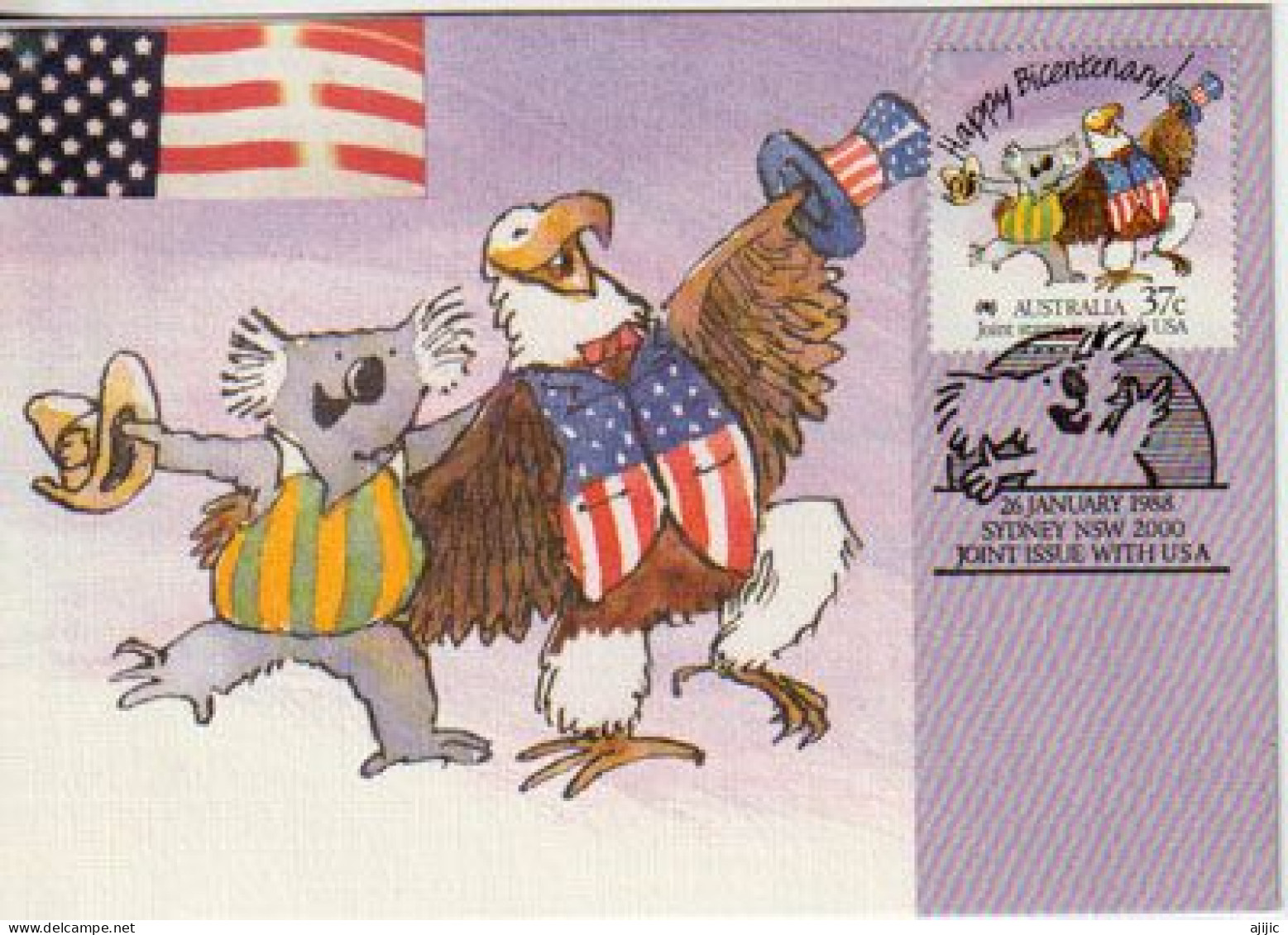 AUSTRALIA-USA Joint Issue Bicentenary Australia. (KOALA Bear & BALD EAGLE) Maximum-card - Cartes-Maximum (CM)