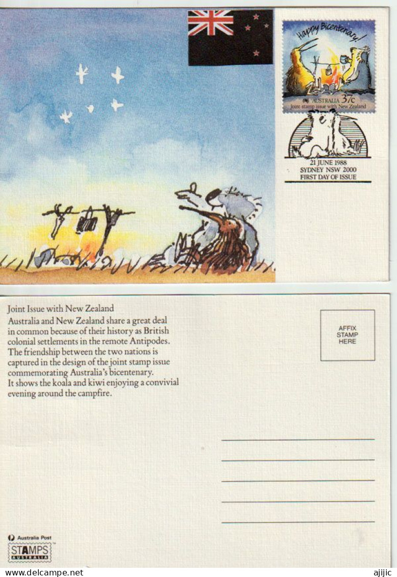 NEW-ZEALAND / AUSTRALIA Joint Issue Bicentenary Australia. (KIWI BIRD & KOALA Bear) Maximum-card - Lettres & Documents