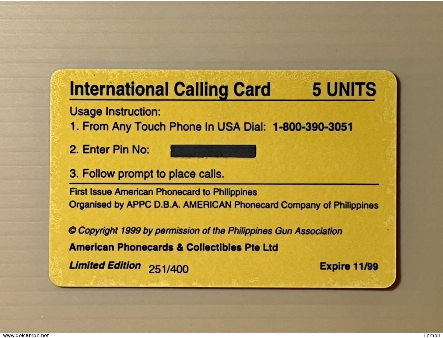 Mint USA UNITED STATES America Prepaid Telecard Phonecard, 1999 Defense & Sporting Arms Show (EX400), Set Of 1 Mint Card - Colecciones