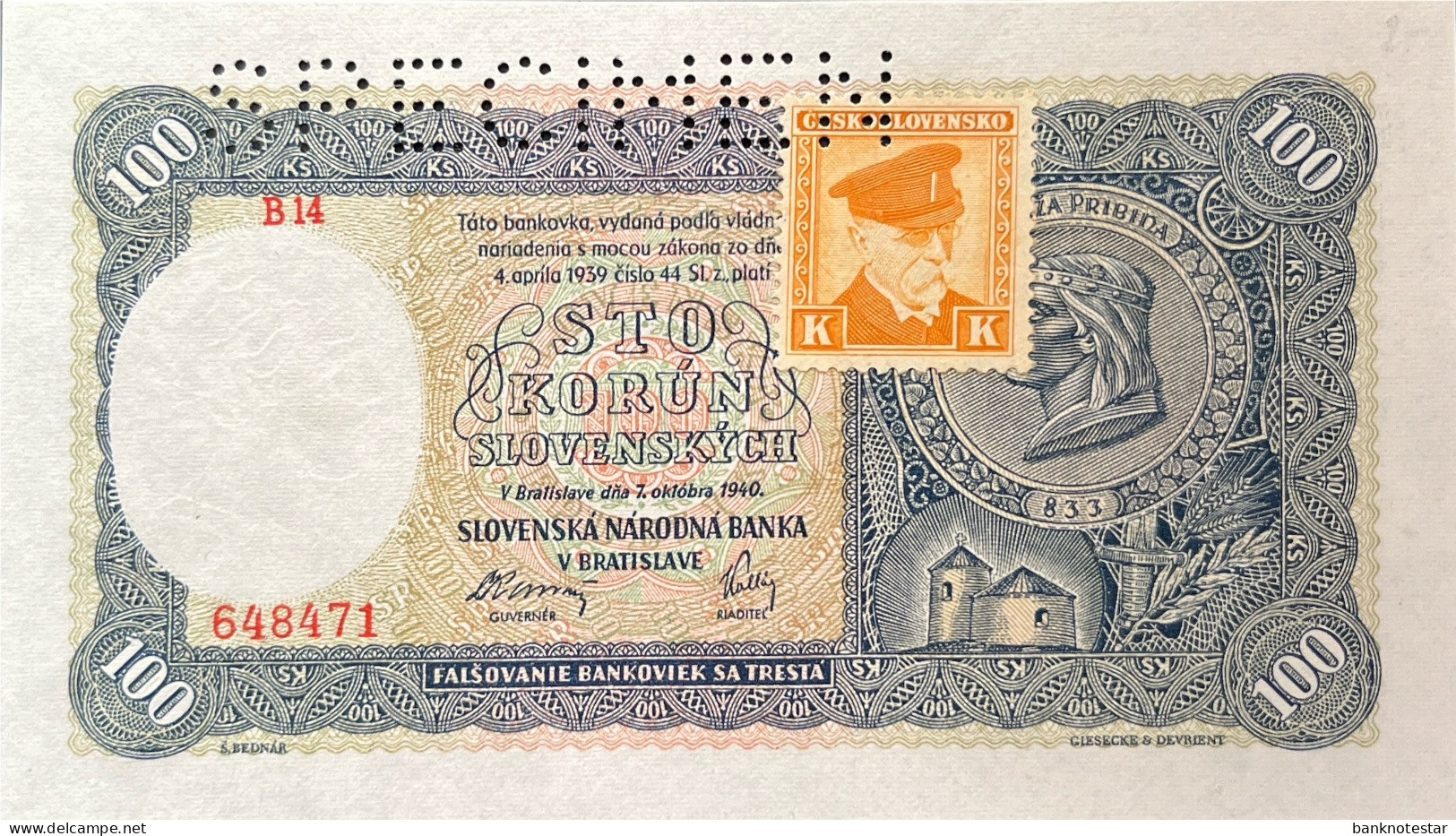 Czechoslovakia 100 Korun, P-51S (1945) - UNC - SPECIMEN - Czechoslovakia