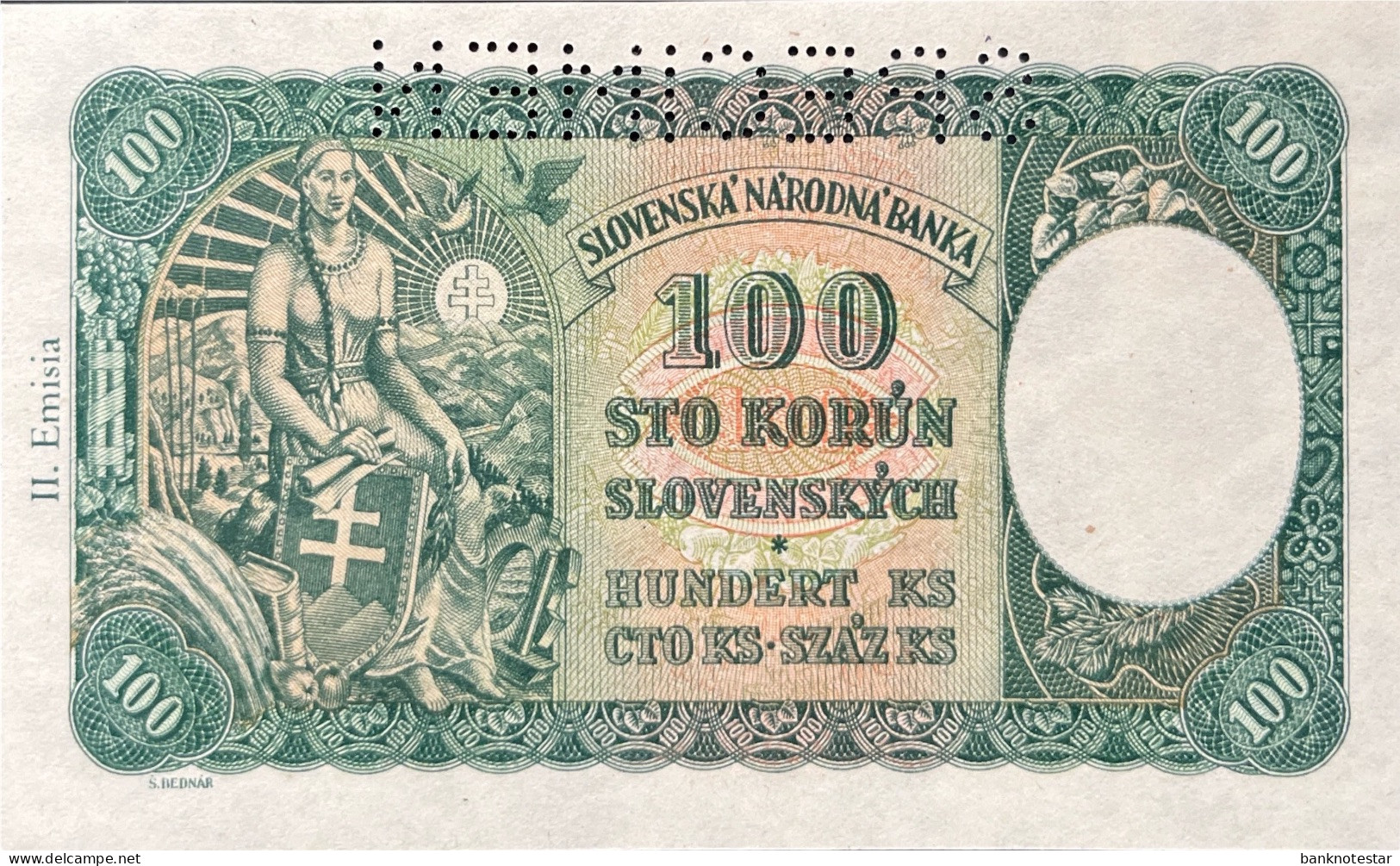 Czechoslovakia 100 Korun, P-52S (1945) - UNC - SPECIMEN - Tchécoslovaquie