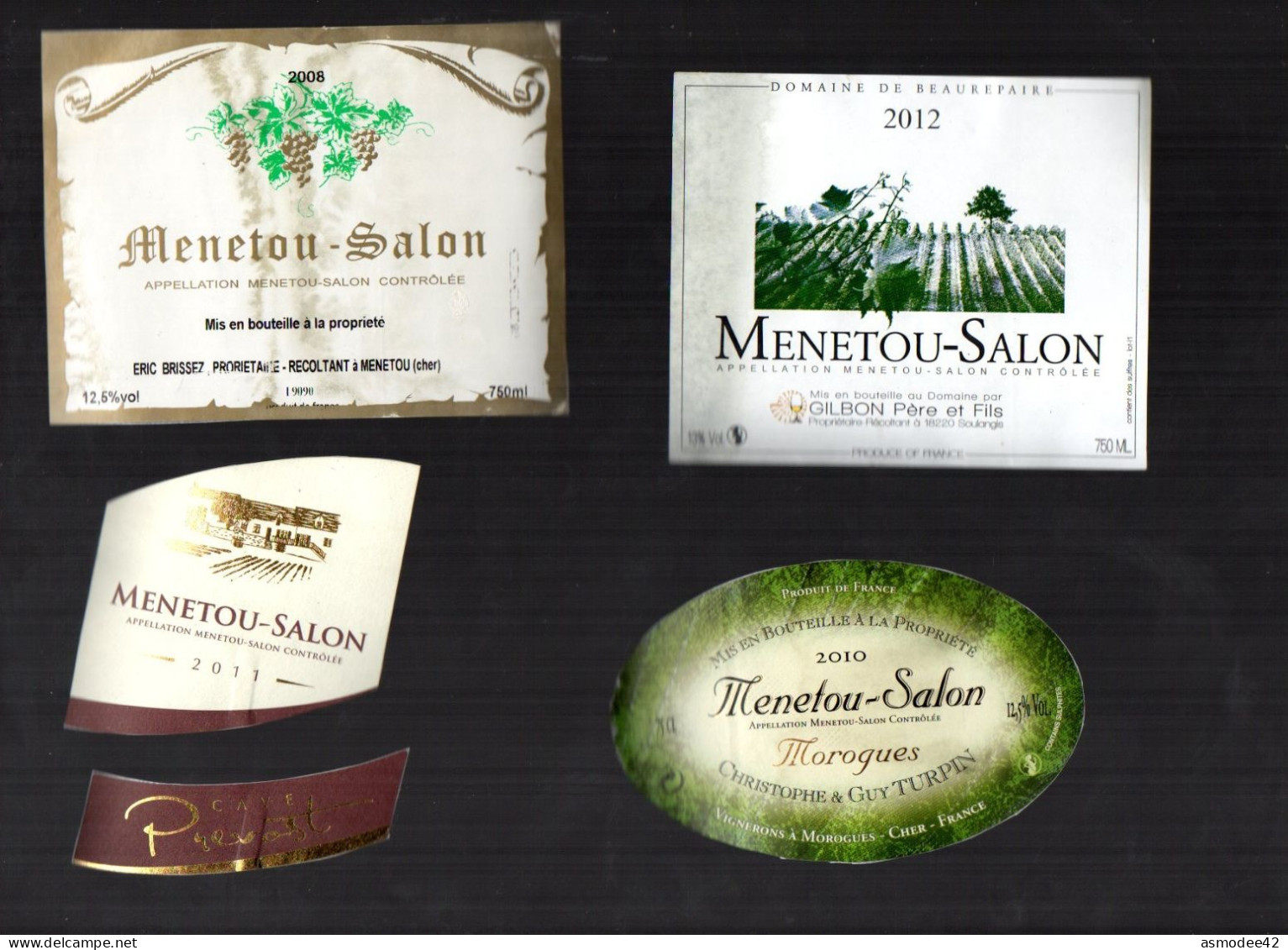 MENETOU SALON   LOT DE 4 ETIQUETTES DE VIN LOT  25 - Colecciones & Series