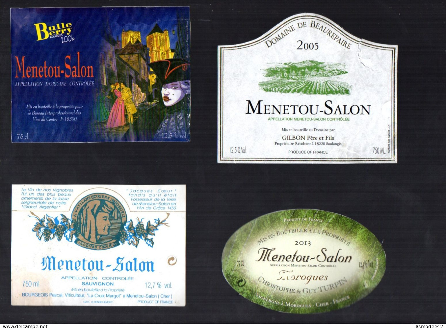 MENETOU SALON   LOT DE 4 ETIQUETTES DE VIN LOT  28 - Collections & Sets