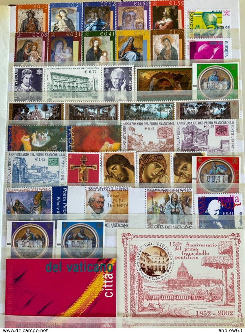 VATICANO - VATICAN - 2002 - Annata Completa - 37 Valori + 1 BF + 1 Libretto - Complete Year - ** MNH/VF - Annate Complete