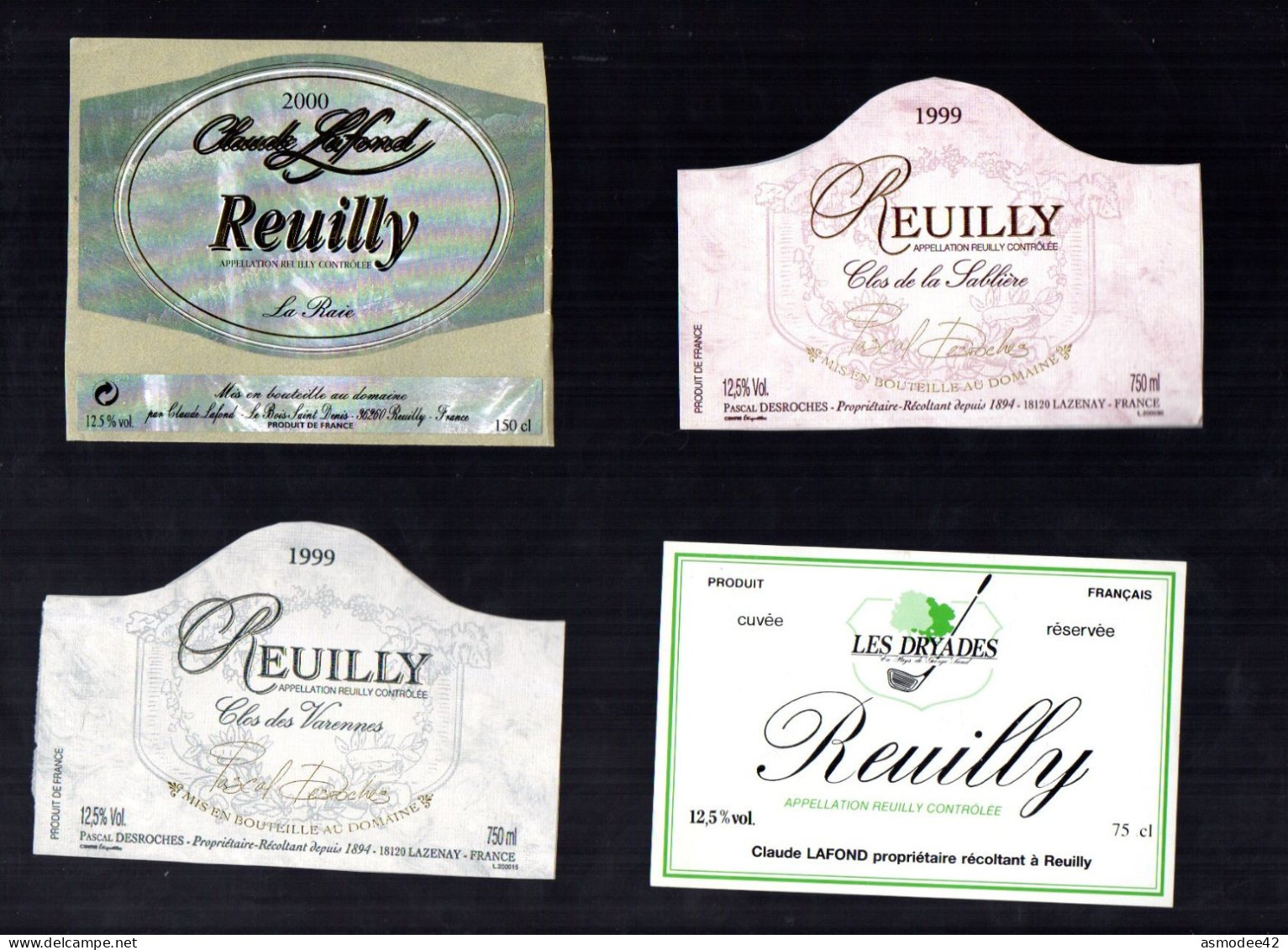 REUILLY   LOT DE 4 ETIQUETTES DE VIN LOT  31 - Collections, Lots & Séries