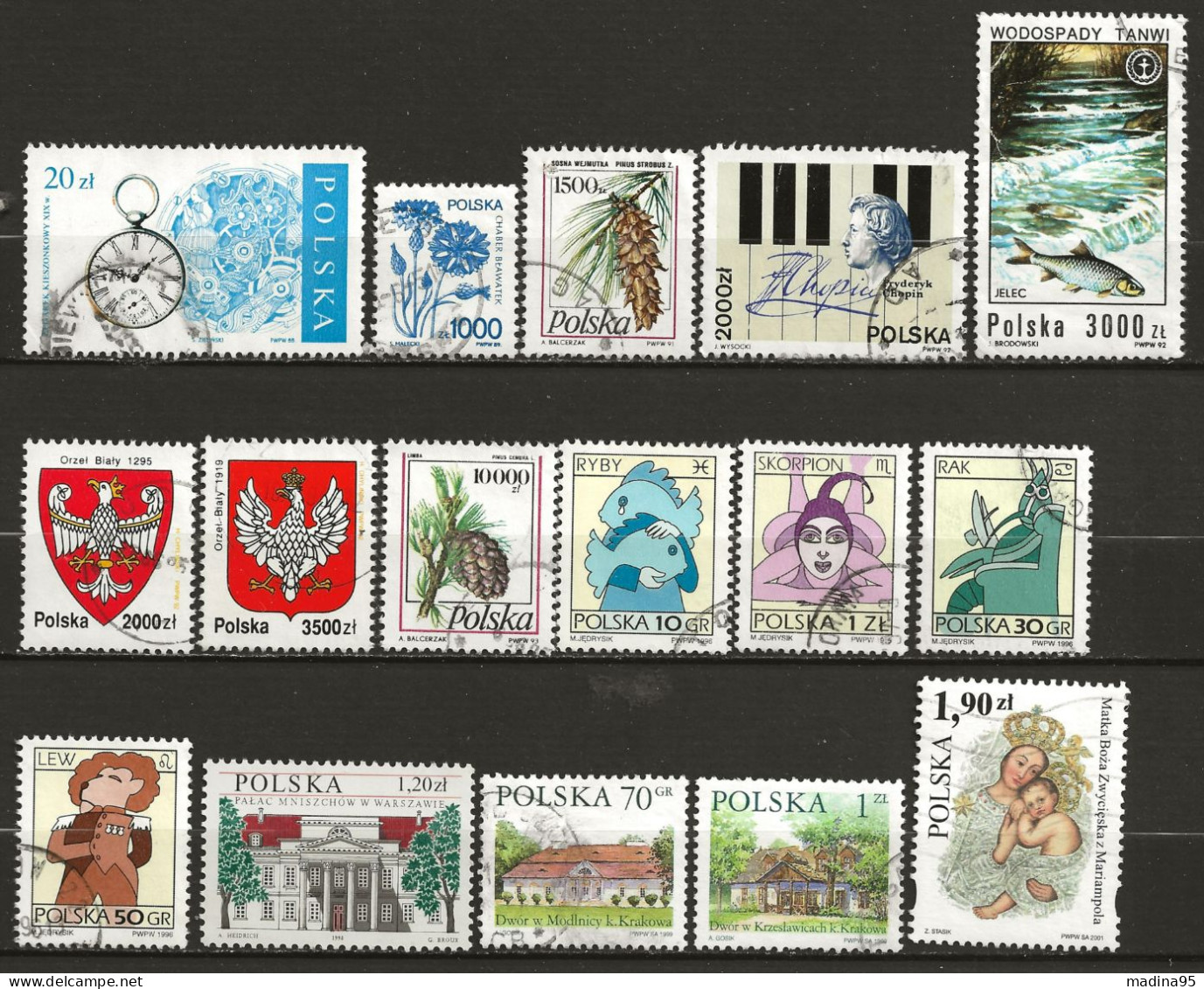 POLOGNE: Obl. N° YT 2953 à 3674, Ens. De 16 Tp Différents Oblitérés, TB - Collections